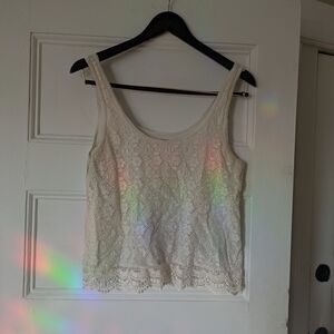 American Eagle Outfitters Lace Tank Top in Cream